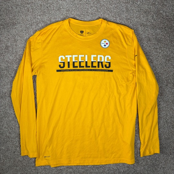 Nike Pittsburgh Steelers NFL Dri-FIT Training Long Sleeve Shirt Yellow Mens L - Picture 2 of 10